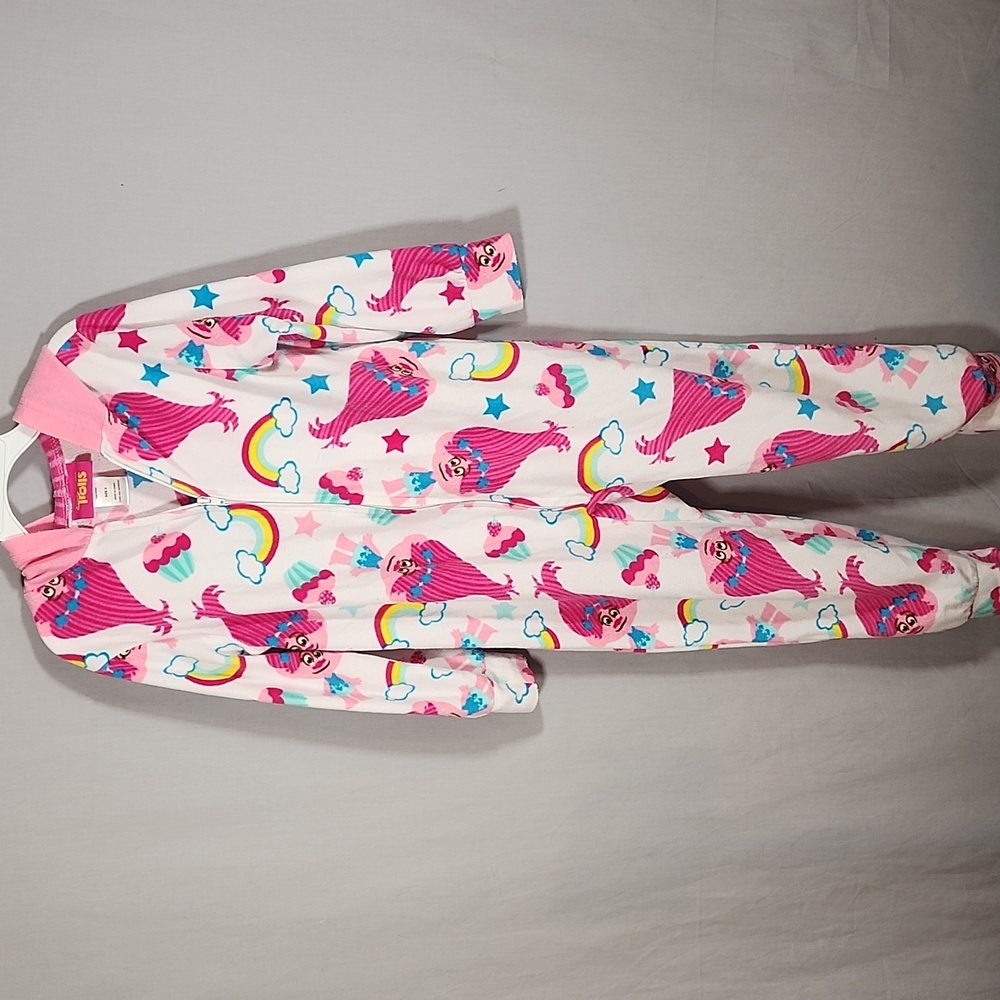 Dream Works Pink Trolls One Piece Pajamas Girls Size 6 - Picture 2 of 4